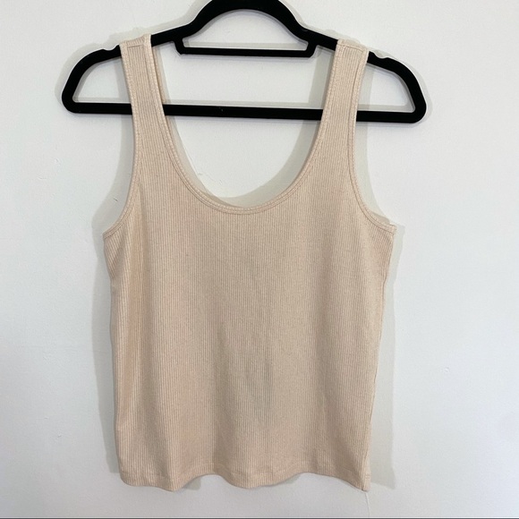 NWT Nadaam Ribbed Lightweight Tank Cashmere Blend Linen Cream Scoop Neck Small - Picture 3 of 6